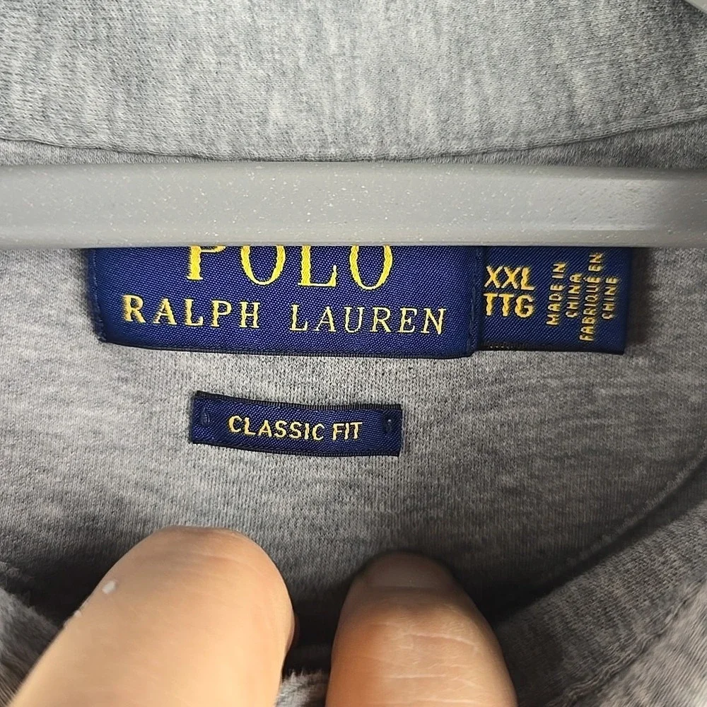 Polo‎ Ralph Lauren Shirt Mens 2XL Gray Pony Rugby Golf Classic Fit Long Sleeve